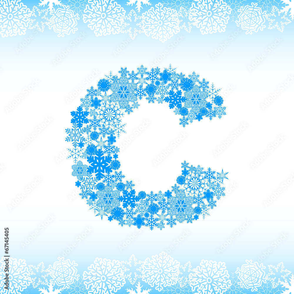 Snow alphabet. Letters from snowflakes Snow alphabet. Letters from snowflakes