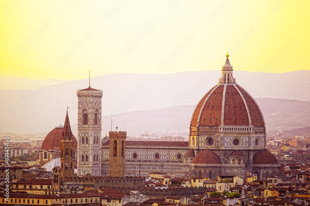 Florence, Cathedral of Santa Maria del Fiore on a sunset