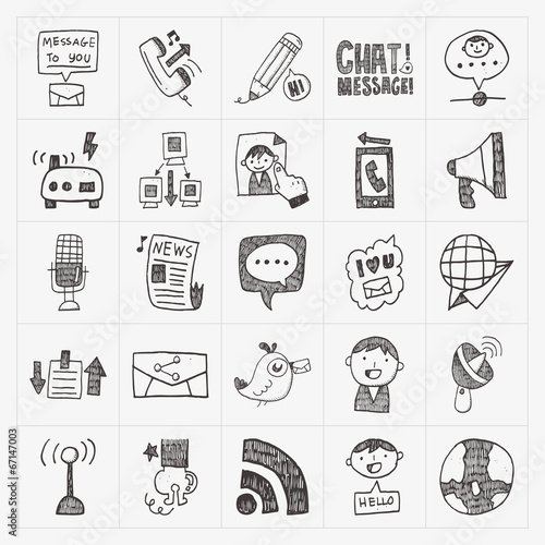 doodle communication icons set
