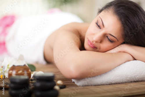 beautiful woman having beauty treatments in the spa salon