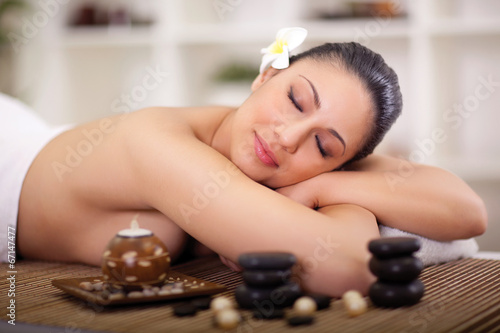 beautiful woman having beauty treatments in the spa salon