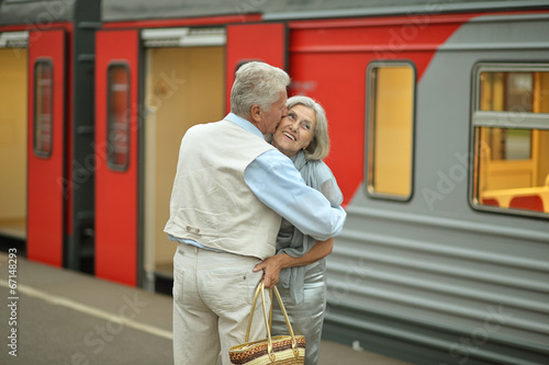 Couple at train station