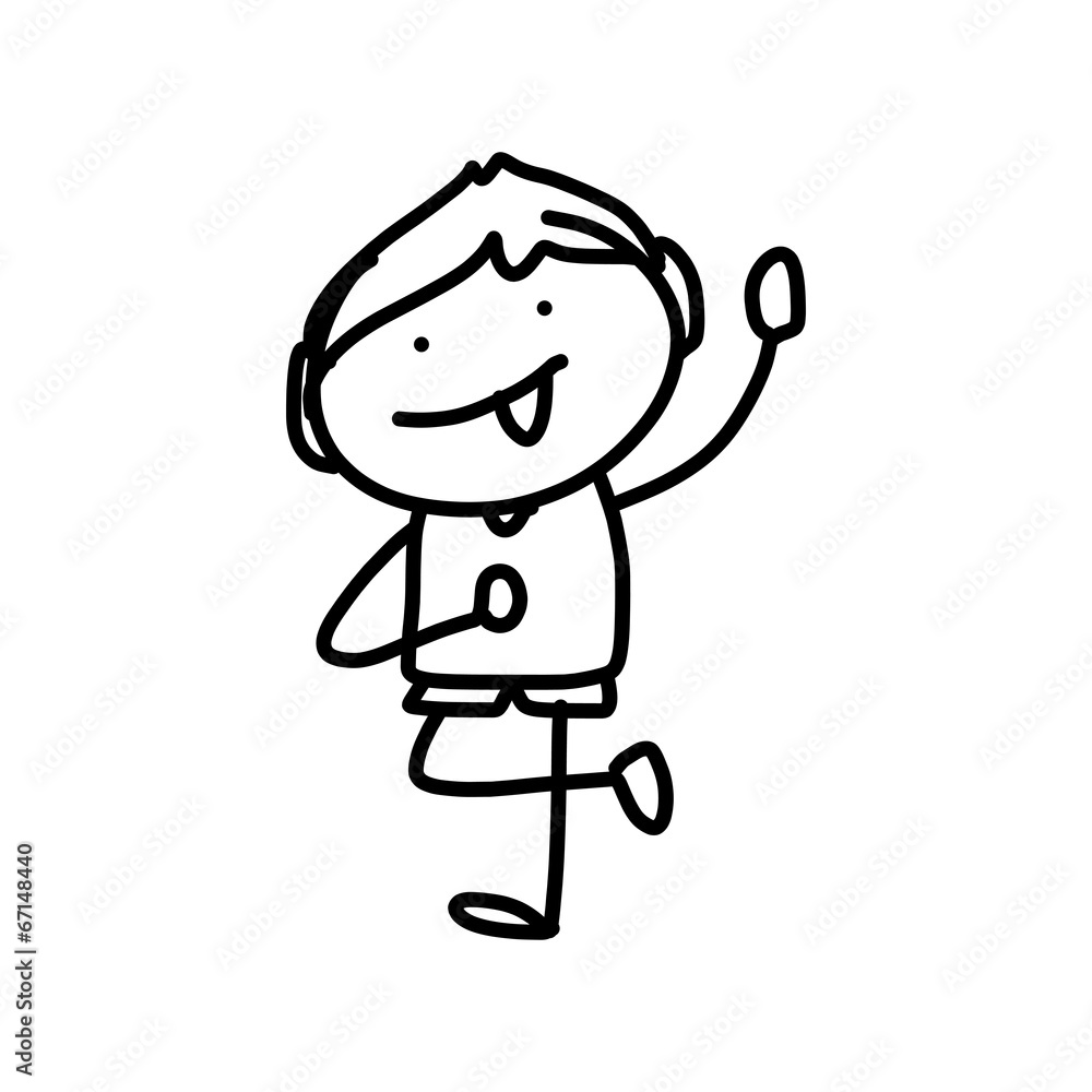 hand drawing cartoon character happy kids hand drawing cartoon character happy kids