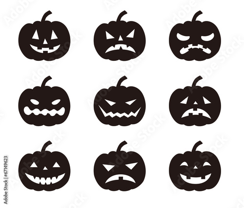 ハロウィーン いろいろな表情のかぼちゃシルエット