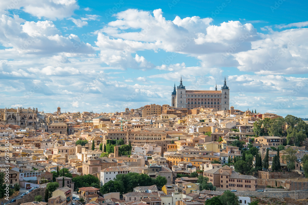 Panorama of the Alcazar of Toledo, near Madrid, Spain.