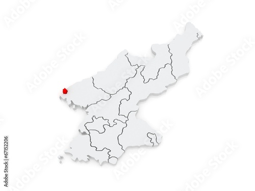 Map of Sinuiju. North Korea. photo