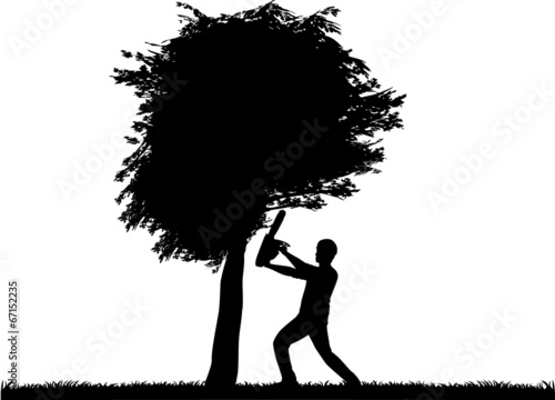 Vector silhouette of a man working