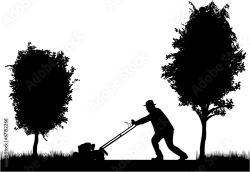 Man Mowing Lawn