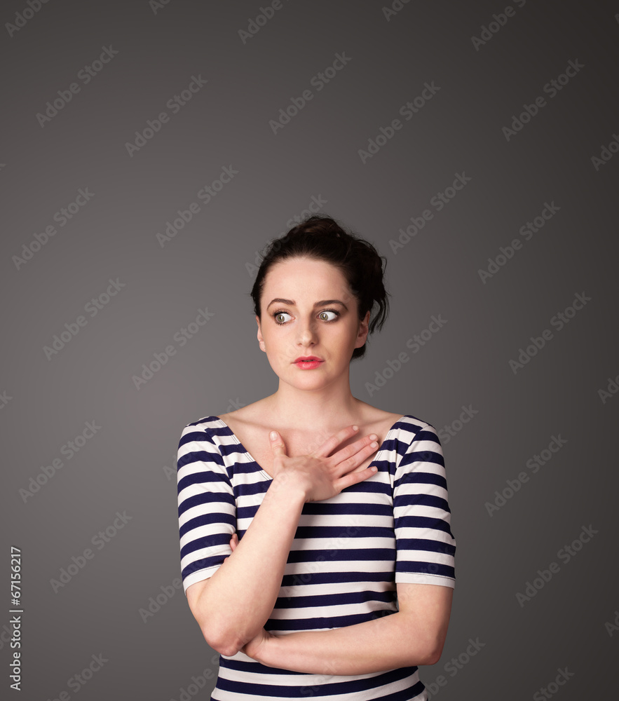 Young woman thinking with copy space Young woman thinking with copy space