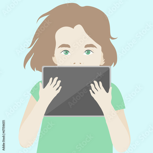 Cute girl finding inspiration with digital tablet