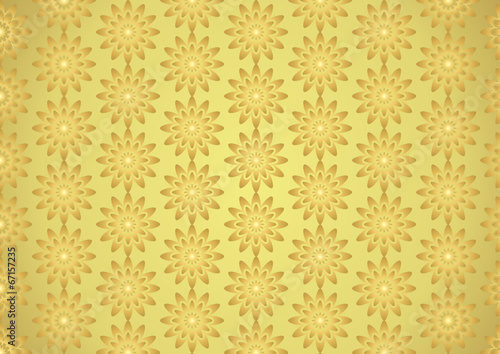 Gold Sweet Abstract Flower Pattern on Pastel Color Background