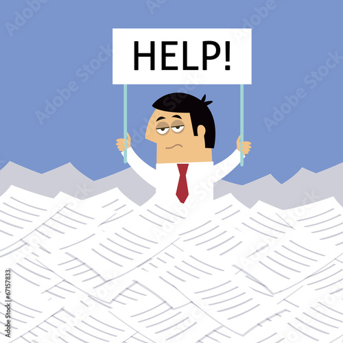 Businessman under papers