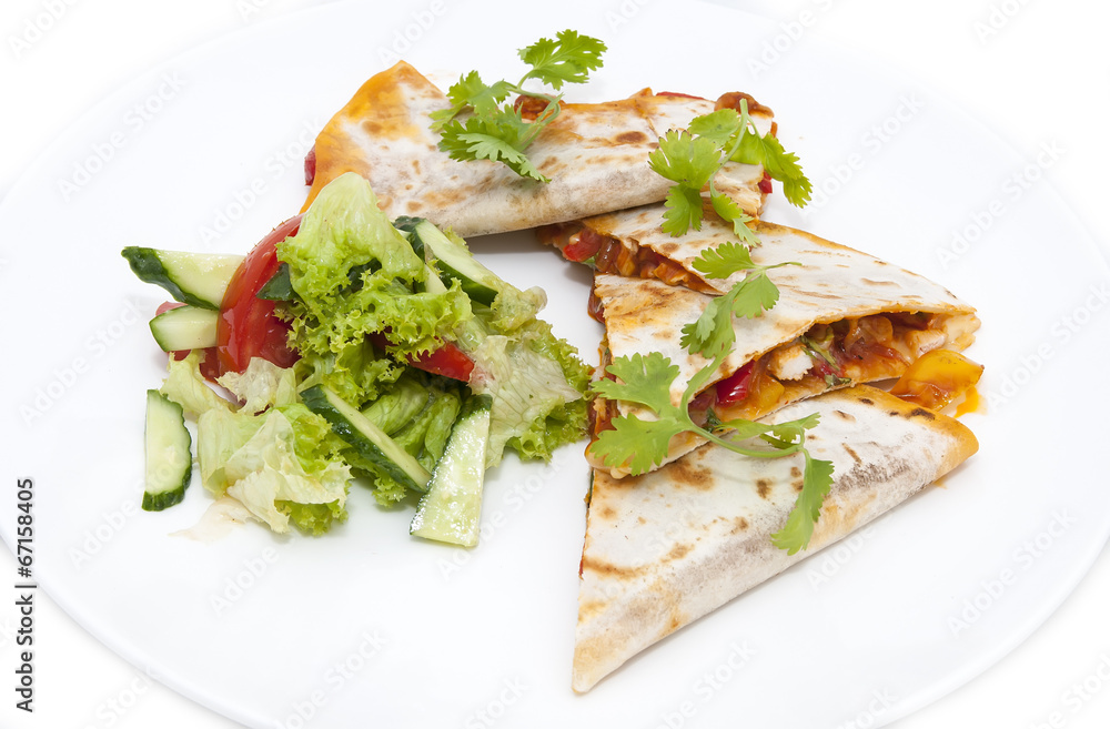 Mexican food restaurant on a white dish Mexican food restaurant on a white dish
