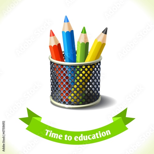 Education icon colored pencils