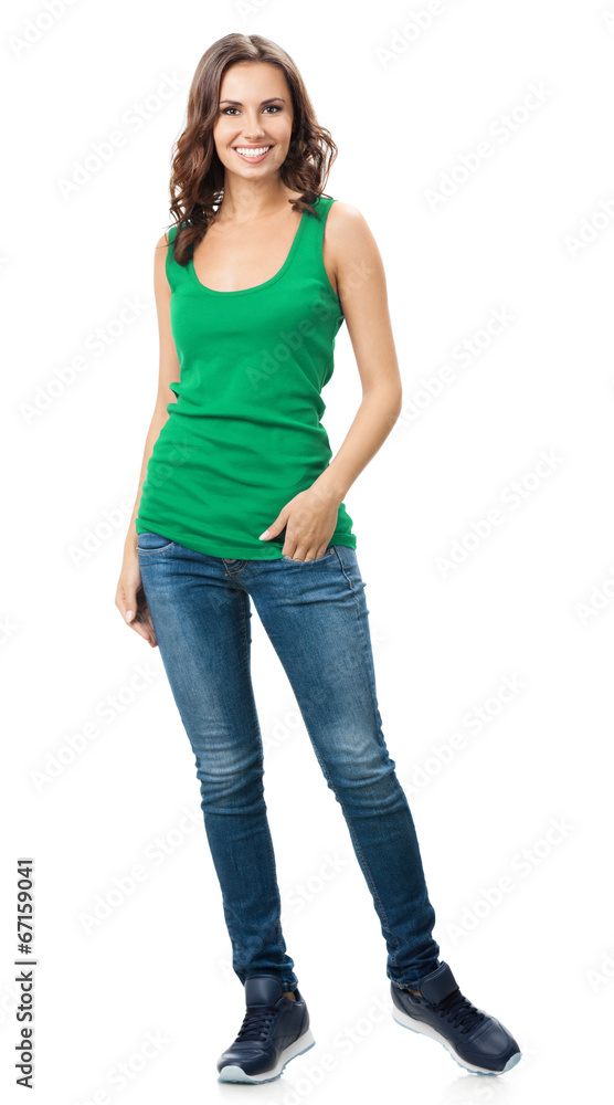 Happy smiling young woman, over white Happy smiling young woman, over white