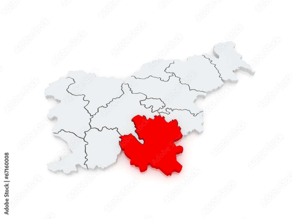 Fototapeta premium Map of Southeast Slovenia.