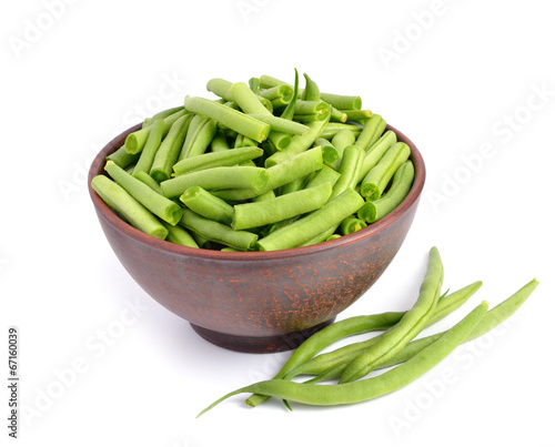 Green bean in the bowl isolated