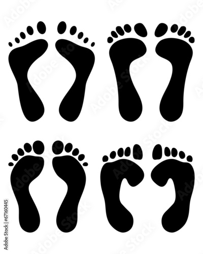 Black prints of human feet, vector illustration