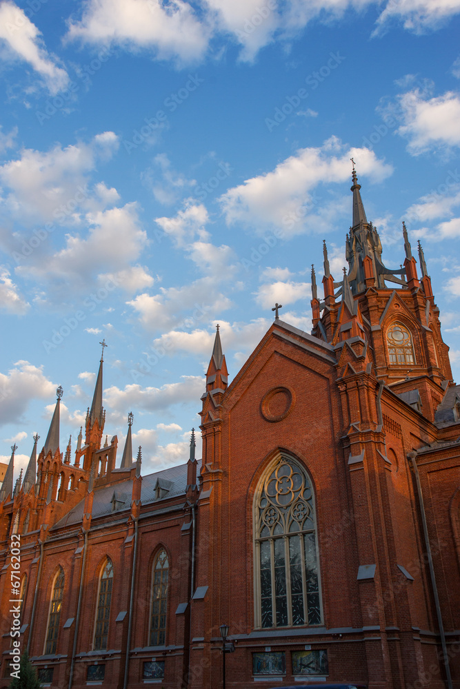 Fototapeta premium Fragment of Cathedral of the Immaculate Conception in Moscow, Ru