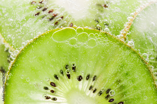 Background fruit kiwi texture with bubbles