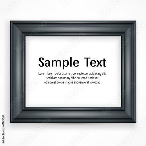 Wooden black frame for picture on white background, vector