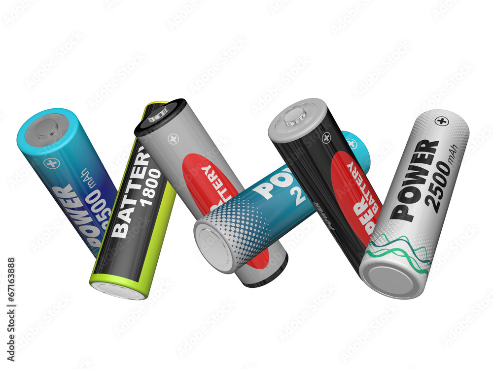 Scatter in different directions AA batteries Scatter in different directions AA batteries