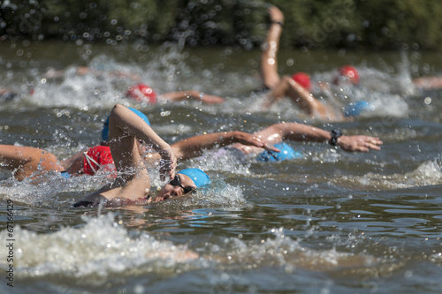Fototapeta Naklejka Na Ścianę i Meble -  Triathleten beim Schwimmen