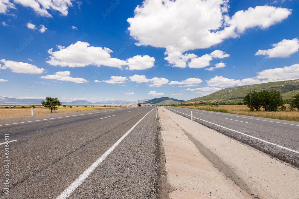asphalt road in aegean region of Turkey asphalt road in aegean region of Turkey