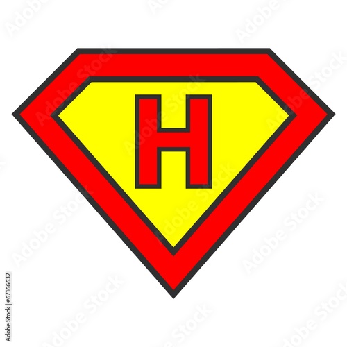 Cyrillic alphabet letter in Superman logo style