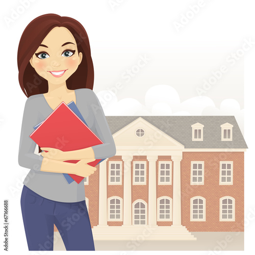 Cute student with books at campus