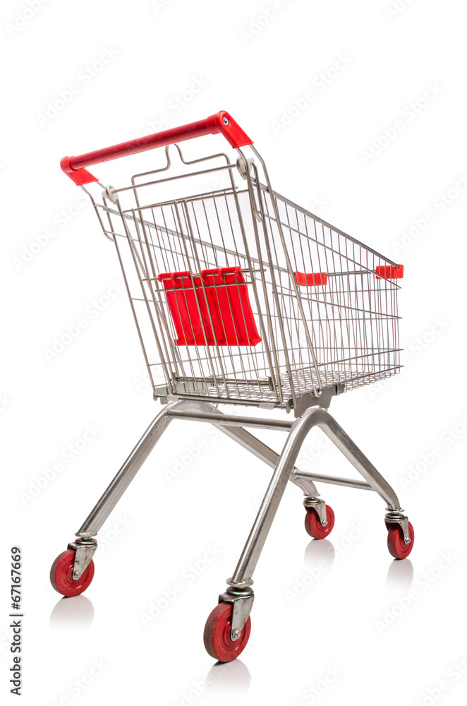 Shopping supermarket trolley isolated on the white Shopping supermarket trolley isolated on the white