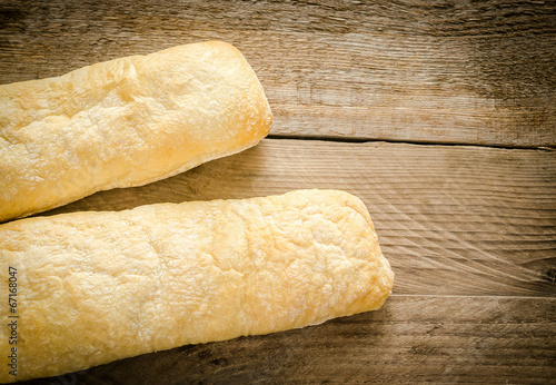 Two baguettes of ciabatta