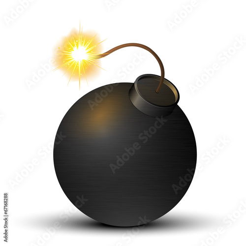Black bomb isolated on a white background.