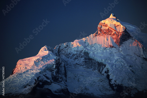 Huandoy Peaks (6395m) in Cordilera Blanca, Peru, South America photo