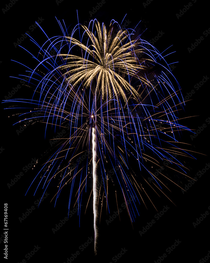 Obraz premium Blue & White Fireworks Isolated