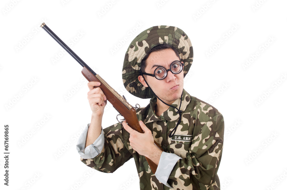 Funny soldier isolated on the white Funny soldier isolated on the white