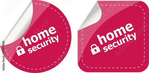 home security with lock on black stickers set