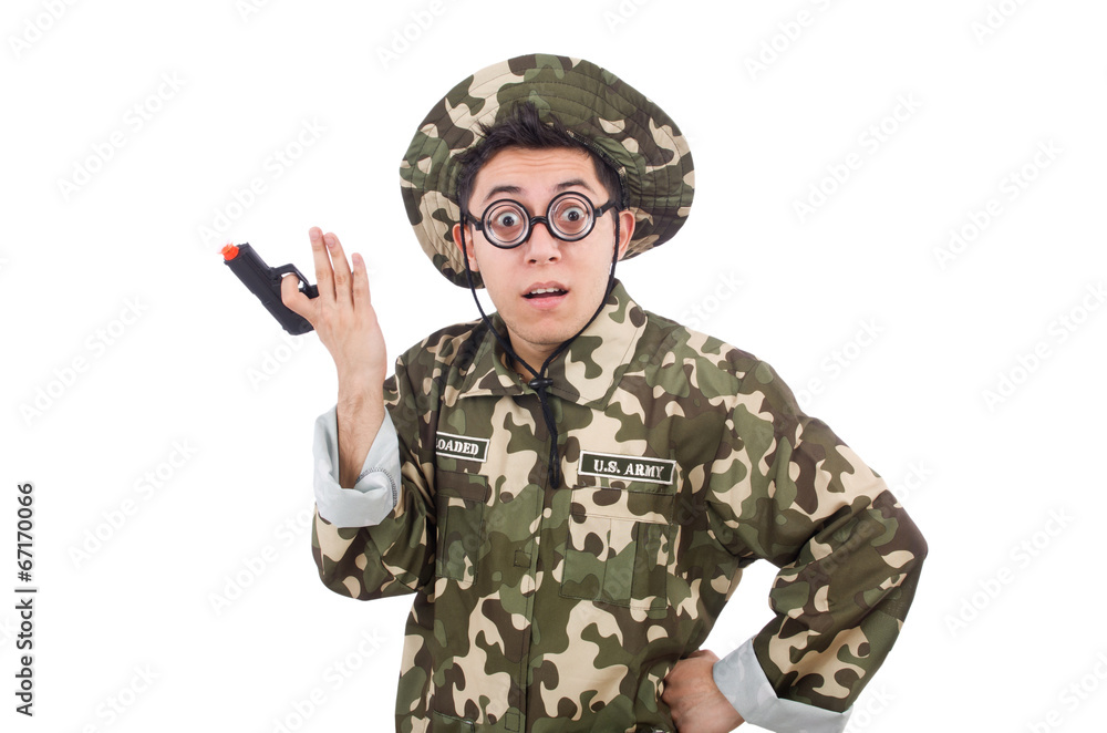 Funny soldier isolated on the white Funny soldier isolated on the white