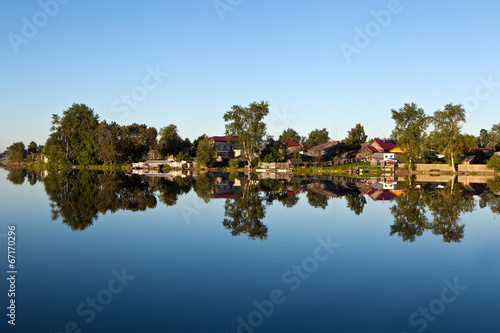 Reflection in water Nevyansk pond. Nevyansk. Russia.