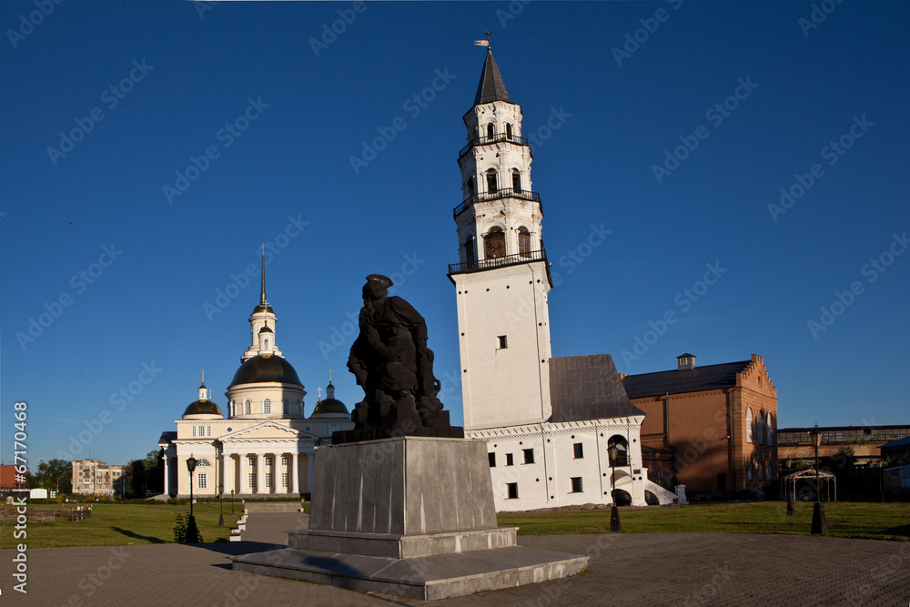 Leaning Tower and the Spaso-Preobrazhensky Cathedral. Nevyansk. Leaning Tower and the Spaso-Preobrazhensky Cathedral. Nevyansk.