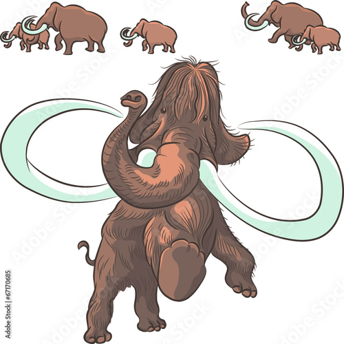 vector herd of mammoths