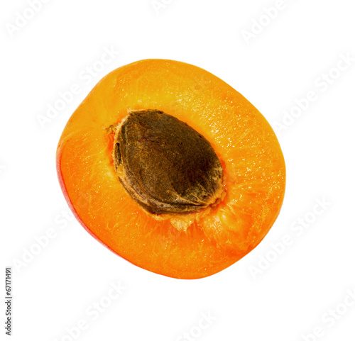 slice of ripe apricots isolated on the white background