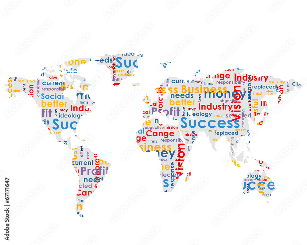 World map with business words