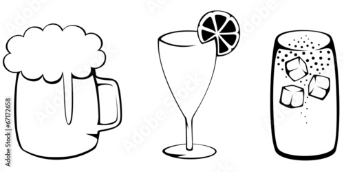 Simple silhouettes of three popular summertime drinks