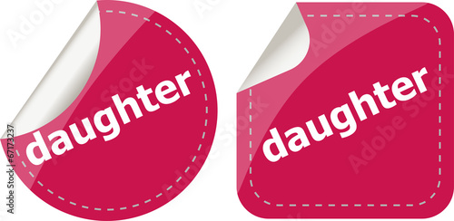 daughter word stickers web button set, label, icon