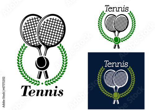 Tennis emblem with laurel wreath