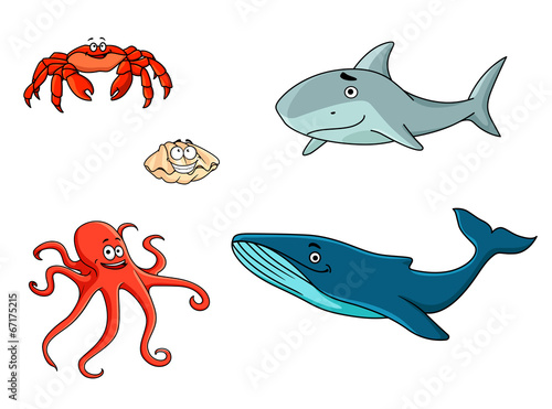 Set of marine sea life animals