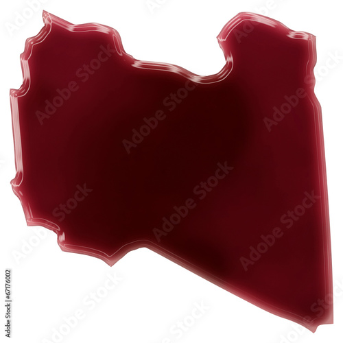 A pool of blood (or wine) that formed the shape of Libya. (serie photo
