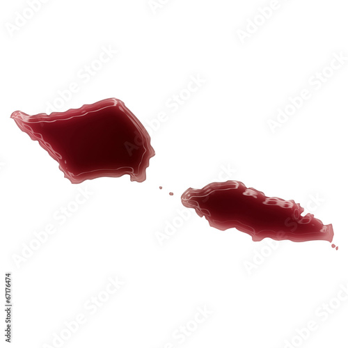 A pool of blood (or wine) that formed the shape of Samoa. (serie photo