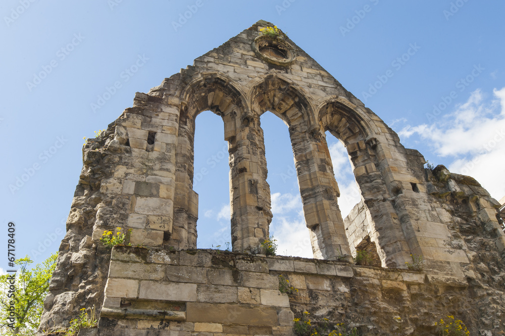 Ancient medieval church ruins in english city